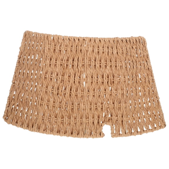 EXHUMKY Woven Rope Christmas Tree Collar Light Brown Farmhouse Tree Skirt Basket Stand Cover Decor