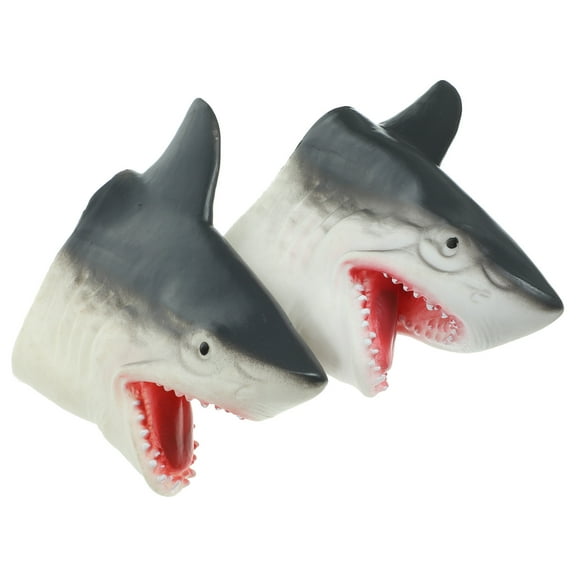 EXHUMKY 2Pcs Shark Head Hand Puppets Assorted Colors Durable Material for Playing Fun