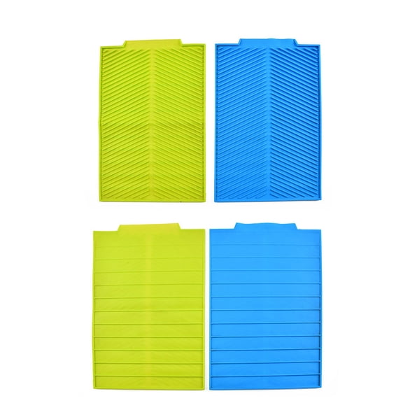 EXHUMKY Silicone Drain Tray Drying Mat for Kitchen Counter Non Slip Blue