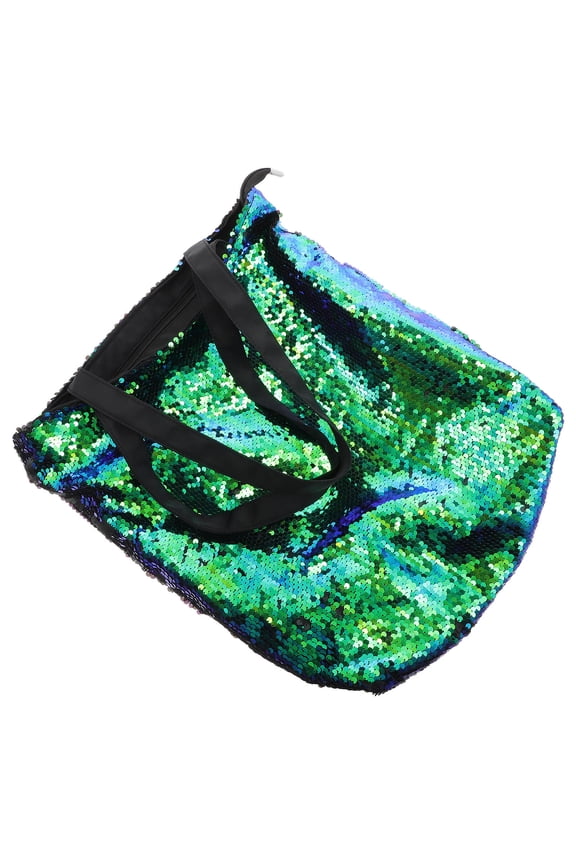 Black Sequin Tote Bag with Spacious Interior for Fashion Travel and Everyday Use