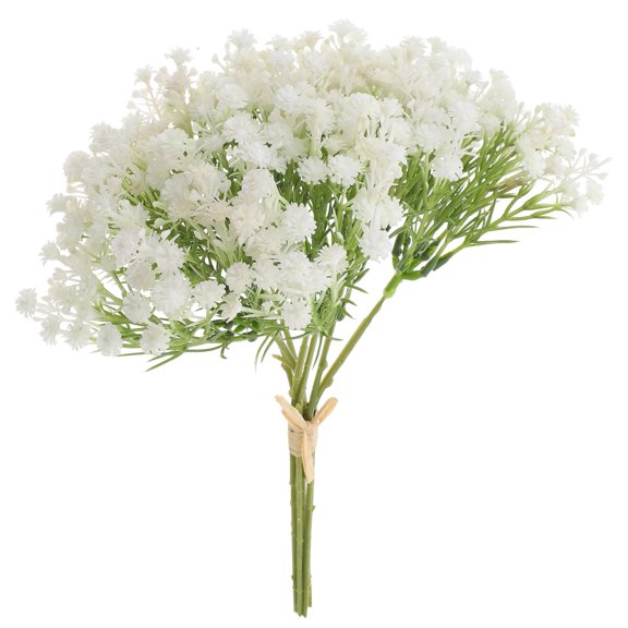 EXHUMKY Simulated Flower Bouquet 1Pack White Plastic For Wedding Bridal Decoration