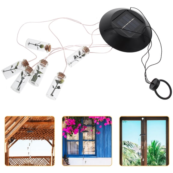 EXHUMKY Solar Wind Chime with Wishing Bottle Design for Indoor Outdoor Patio Yard Decor