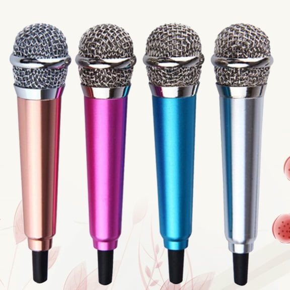 EXHUMKY 4pcs Little Microphone Metal Rosy Vocal Microphone for Recording Sessions