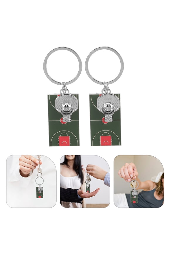 2Pcs Portable Basketball Keychain with Sports Design for Keys and Bags