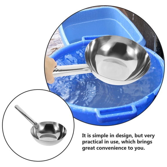 EXHUMKY Stainless Steel Water Ladle with Deep Round Bowl, Perfect for Soup, Stews, Sauces, and Daily Cooking Stirring Needs