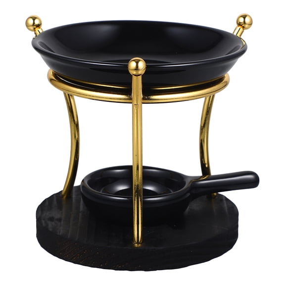 EXHUMKY Black Ceramic Tealight Candle Oil Warmer, Aromatherapy Burner Fragrance Diffuser Home Wedding Decor, 1 Piece