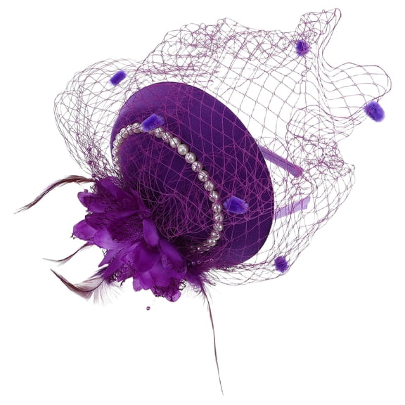 EXHUMKY Purple Fascinator Headband for Party Elegant Lightweight Accessory
