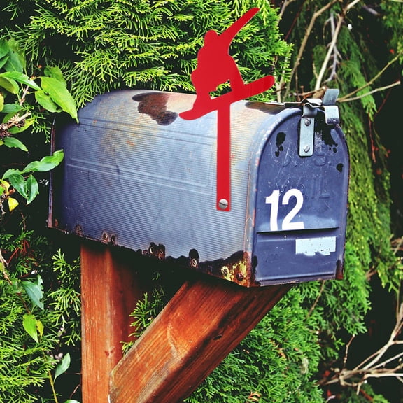 EXHUMKY Unique Red Acrylic Skiing Dog Wall Hanging Mailbox Flag Durable Decorative Flag for Mailbox