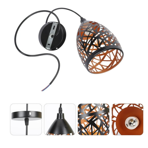 EXHUMKY Vintage Iron Single Ceiling Light Chandelier Round Fixture for Restaurant Ambience and Home Lighting 1 Pc