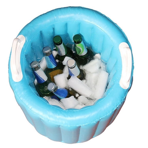 EXHUMKY Inflatable Container for Ice Storage PVC Foldable Bucket Blue 1Pack