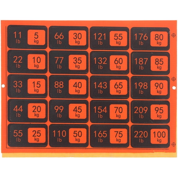 EXHUMKY Orange PVC Weight Sticker Sheet, Adhesive Gym Equipment Labels for Dumbbells, , Home Gym, 5 kg to 100 kg