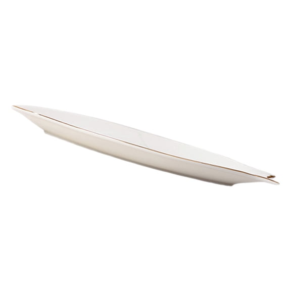 EXHUMKY White Ceramic Fish Shaped Serving Plate Heat Resistant for Storage Salad Dessert and Steak