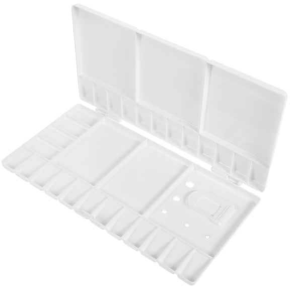 EXHUMKY White Foldable Plastic Painting Palette with Thumbhole and Brush Holders for Artists and Painters