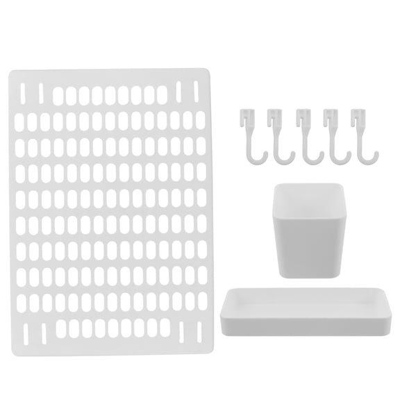 EXHUMKY White Ps Wall Pegboard Panel Display Organizer for Dorm Room