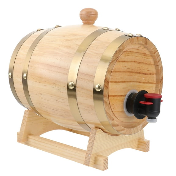 EXHUMKY Multi Oak Wooden Wine Barrel Dispenser for Home Bar and Storage 1Pc