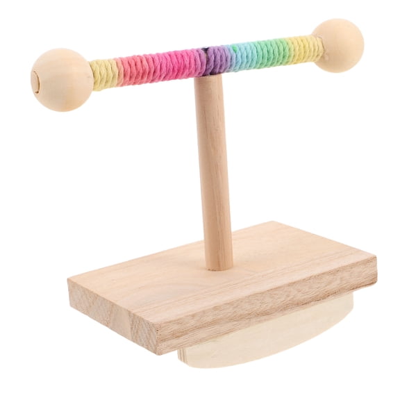 EXHUMKY Natural Wood Parrot Perch Swing, Rocking Bird Training Stand Toy for Cockatiels, Parakeets, Conures, Cage Accessory