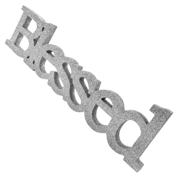 EXHUMKY Blessed Rustic Farmhouse Wooden Sign Plated Silver Finish Decorative Letter for Tabletop Display