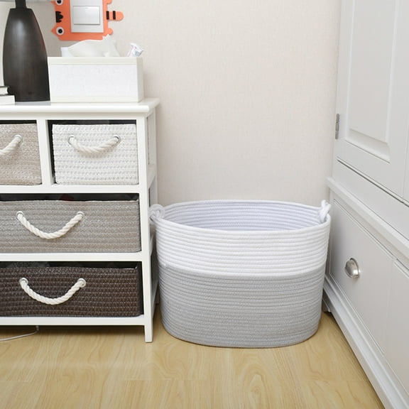 EXHUMKY Premium Cotton Rope Laundry Basket Multi Use Storage and Organizer with Handles