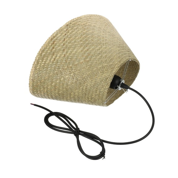 EXHUMKY 1Pc Straw Woven Ceiling Lamp Light Brown Indoor Hanging Pendant Light for Home