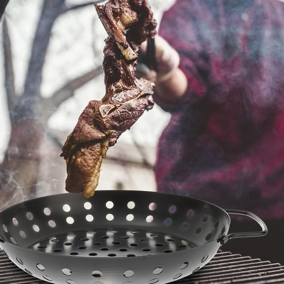 EXHUMKY Grill Tray Plate Black Grilling Basket for Professional Use 1Pcs