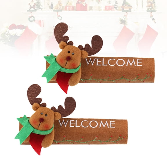 EXHUMKY Brown Felt Appliance Handle Covers 2-Pack, Fridge Door Protectors for Kitchen, Easy to Install and