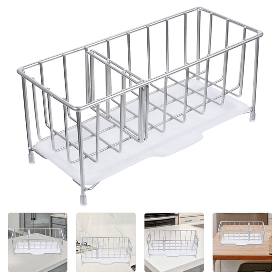 EXHUMKY Bathroom Shower Table Rack with Sponge Holder, Storage Organizer for Faucet and Sink Area, 1 Piece