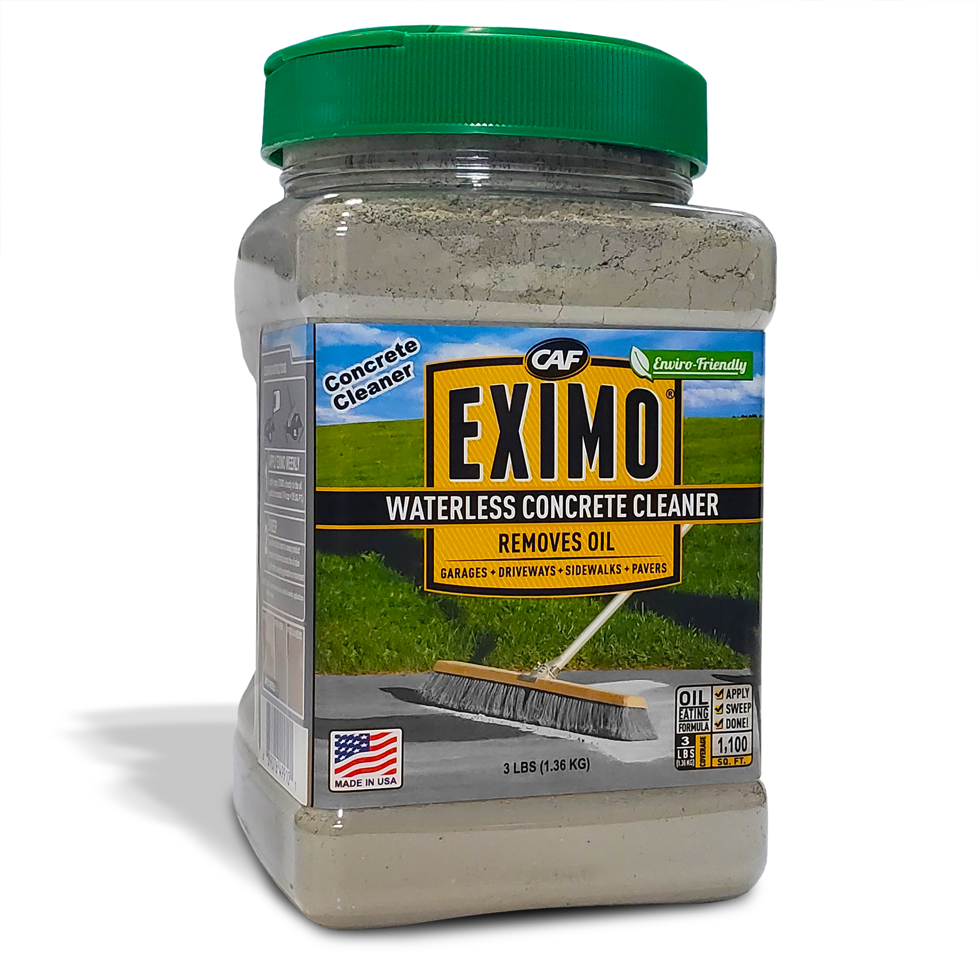 EXIMO Waterless Concrete Cleaner by CAF Outdoor Cleaning for Driveway, Garage, Basement, and Walkway Surfaces, 3 lbs, Advanced Stain Remover for Oils and Other Petroleum Stains - image 1 of 8