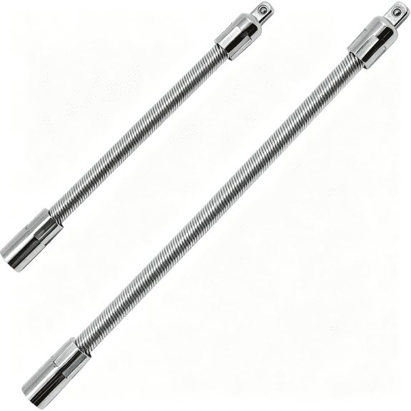 EXLEAF 1/4" Flexible Extension Bar Set,Flexible Socket Extension Drive Socket Driver Handle 2Pcs (6",8" Flexible Socket Extension)