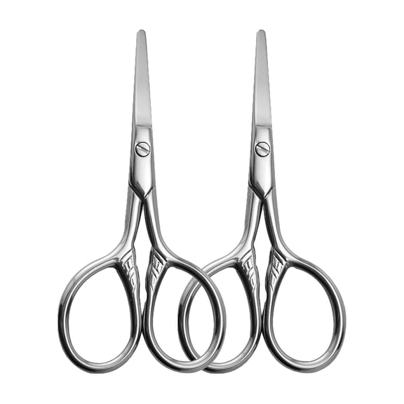 EXLEAF 1 Pack Stainless Steel Grooming Scissors, Small Safety Scissors with Rounded Tip, Precision Trimmer for Nose Hair, Eyebrows, and Facial Hair, Silver