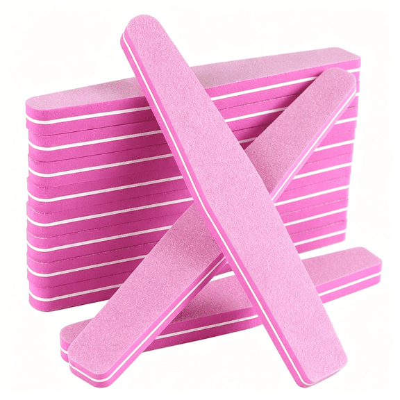 EXLEAF 10 Pack 100/180 Grit Nail Files and Buffers,Double Sided Nail Files,Nail Buffer Block,Fingernail File,Sponge Buffing Nail File,For Acrylic/Natural Nails(Pink)