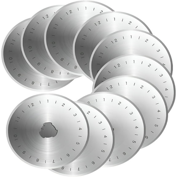 EXLEAF 10-Pack 45mm Rotary Cutter Blades with Measurement Scale, Sharp Replacement Blades for Quilting, Sewing, Scrapbooking, and Fabric Craft Projects