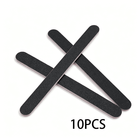 EXLEAF 10 Pack Professional Nail Files - Reusable Emery Boards with 100/180 Grit, Manicure & Pedicure Tool for Acrylic and Natural Nails, Essential Buffering Files in Black
