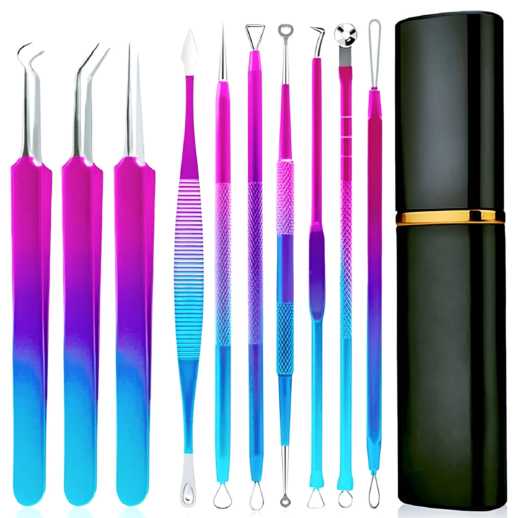 EXLEAF 10-Pcs Blackhead Extractor Kit - Stainless Steel Pimple Popper ...