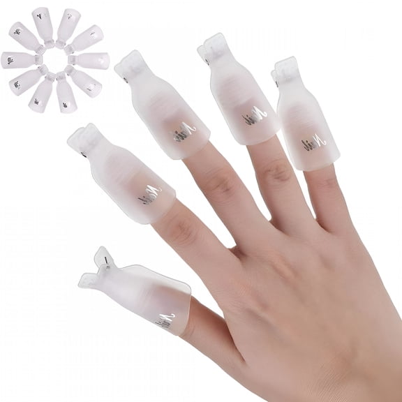 EXLEAF 10 Pcs Plastic Acrylic Nail Soak Off Clips, Gel Polish Remover Wrap Caps, Nail Art Manicure Tools for Removing Tips