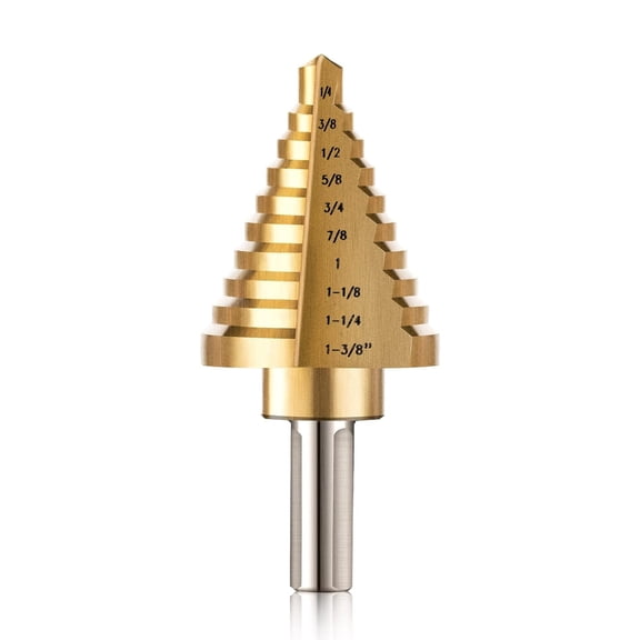 EXLEAF 10 Sizes Titanium Step Drill Bit,1/4 to 1-3/8 Inches High Speed Steel Drill Cone Bits for Sheet Metal Hole Drilling,HSS Multi Size Step Unibit for DIY Lovers Electrician