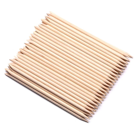 EXLEAF 100 Pcs Orange Wood Nail Sticks Double Sided Multi Functional Cuticle Pusher Manicure Pedicure Tool for Manicure Pedicure Double Sided Multi Functional Orange Sticks for Nails