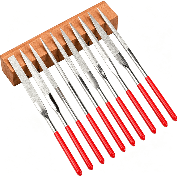 EXLEAF 10Pcs Diamond Mini Needle File Set-Handy Jewelry Polishing&Carving Tools,Ceramic Crafts Wood Rasp Files,Small Precision Files for Hobbyists,Portable Diamond Needle File Set
