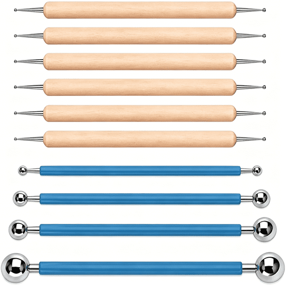 EXLEAF 10Pcs Dotting Tools Ball Styluses for Rock Painting, Pottery Clay Modeling Embossing Art Mandala