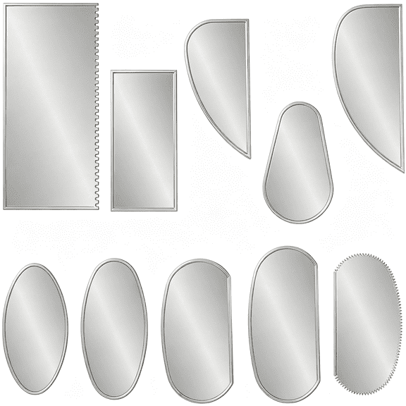 EXLEAF 10Pcs Steel Pottery Tools Clay Ribs Stainless Serrated Scraper Crafts Tool Sculpture Modeling Cutter Ceramics Sculpting Kits for Texturing Artists Modeling Potter