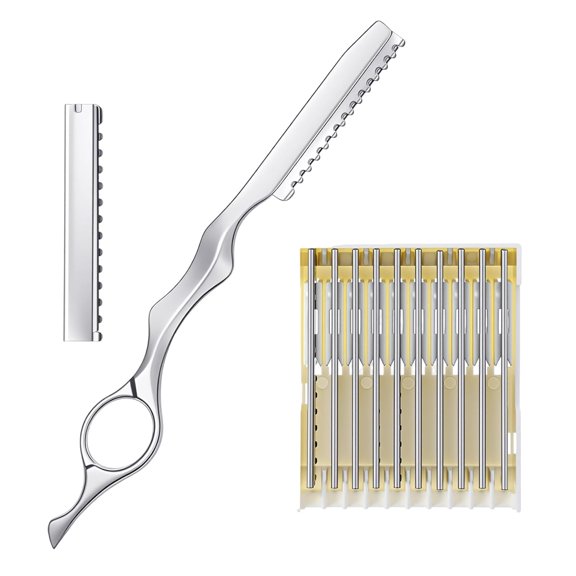 EXLEAF 11 Pcs Hair Thinning Styling Razors Hair Styling Razor with Replacement Blades Stainless Steel Professional Texturizing Cutting Razor Kit for Salon and Home