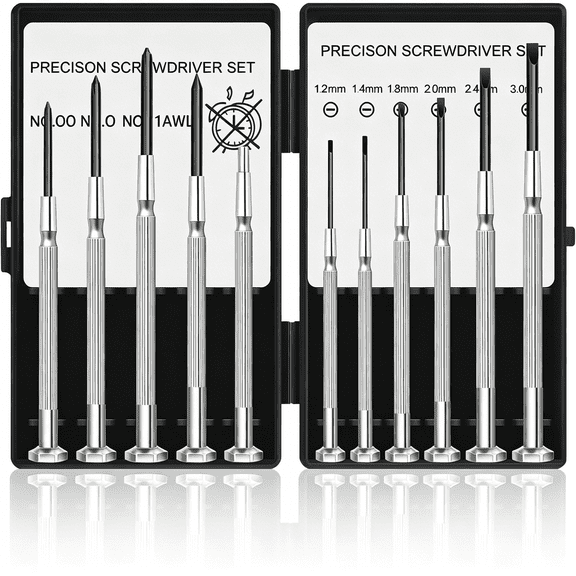 EXLEAF 11 Pcs Small Precision Screwdriver Set,Tiny Screwdriver Set,Mini Screw Driver Kit with Slotted and Phillips Heads,Ideal for Watch,Eyeglasses,Toys,Electronics,Computer Repair