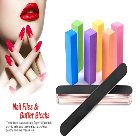 EXLEAF 12 Pack Nail Files Emery Boards, Washable and Reusable Fingernail and Toenail Shaper, Round Top Manicure Pedicure Tools for Home, Salon, and Travel