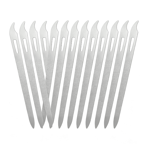 EXLEAF 12 Pcs Metal Nail Files,Stainless Steel Fingernail File for Natural Nails,Nail File Set with Curved Sharp Pointed Tip,Double Sided Manicure Pedicure Toenails Tools