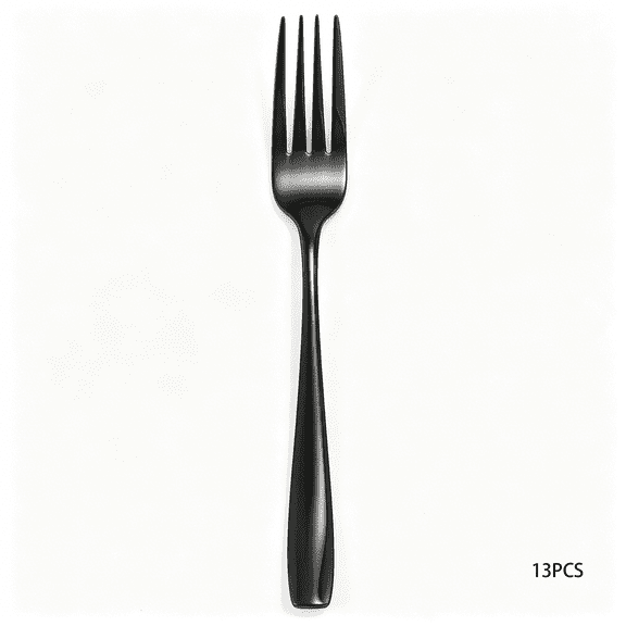 EXLEAF 12-Piece Black Stainless Steel Dinner Forks Set, 8-Inches