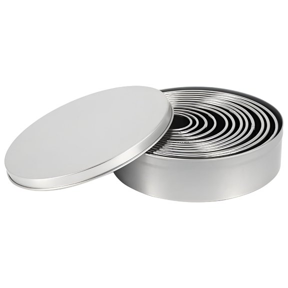 EXLEAF 12-Piece Stainless Steel Fluted Cookie Cutter Set, Round Biscuit Rings for Baking, Scones, English Muffins, and Fondant