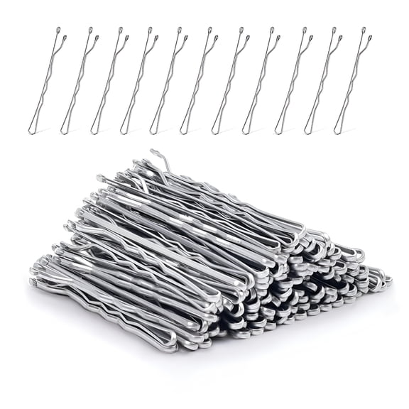 EXLEAF 120 Pcs Silver Bobby Pins with Storage Box, 2 Inch Secure Hold Hair Clips for Gray Hair, Metal Bob Pins for Salon, Wedding, Daily Styling