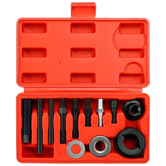 EXLEAF 12Pcs Power Steering Pump Pulley Removal and Installation Kit|Power Steering Pulley Puller for Engine,Water Pump,Vacuum Pump,And Alternator Pulleys