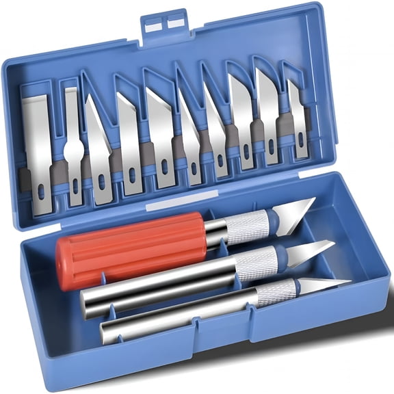 EXLEAF 13-Piece Precision Knife Set,Including Hobby and Craft Knives As Well As Blades,Is the Perfect Choice for Pumpkin Carving,Model Making and Diy Projects.