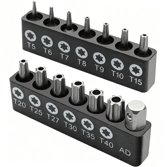 EXLEAF 14-Piece Tamper Resistant Star Bits, Chrome Vanadium Steel, T5 - T40 Impact Grade Security Torx Bit Set, 1/4" Hex Shank Torx Bit Set