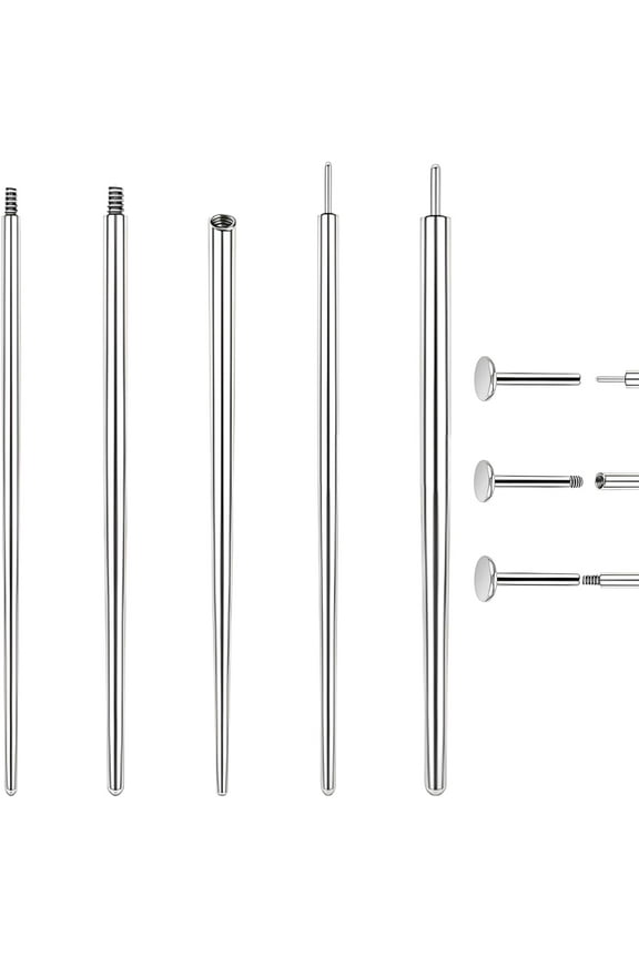 14G 16G 18G 20G Piercing Taper Ball Grabber Tool Stainless Steel Flat Back Earring Applicator Tool Threadless Insertion Pin Curved Body Piercing Kit for Ear/Nose/Navel/Lip/Eyebrow